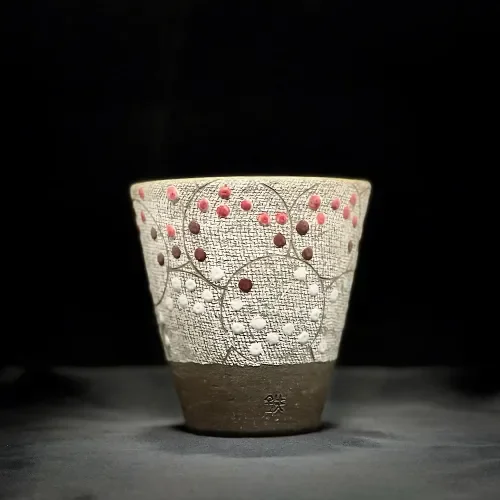 布目彩色銀杏文カップ